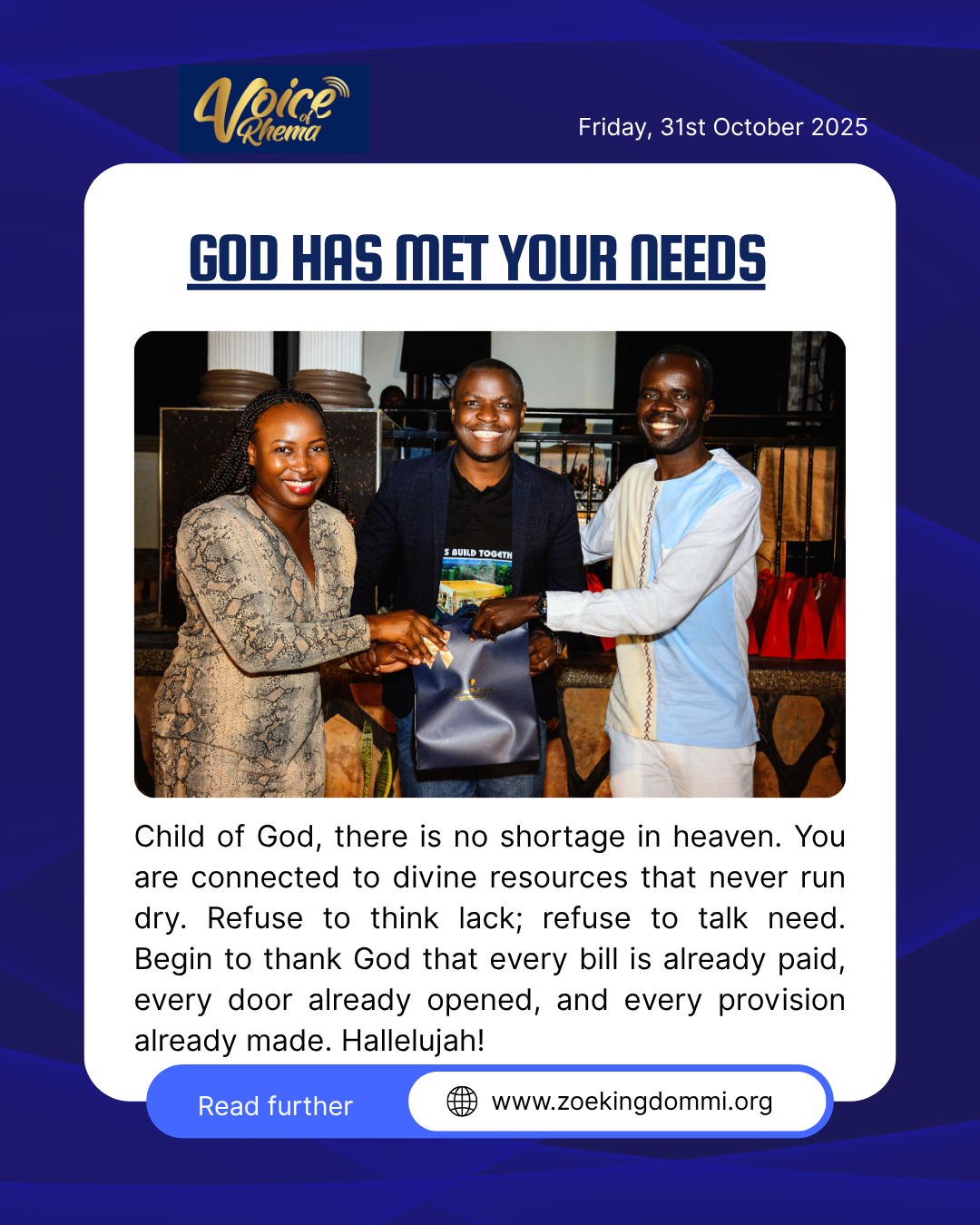 GOD HAS MET YOUR NEEDS