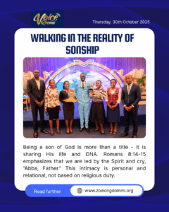 WALKING IN THE REALITY OF SONSHIP